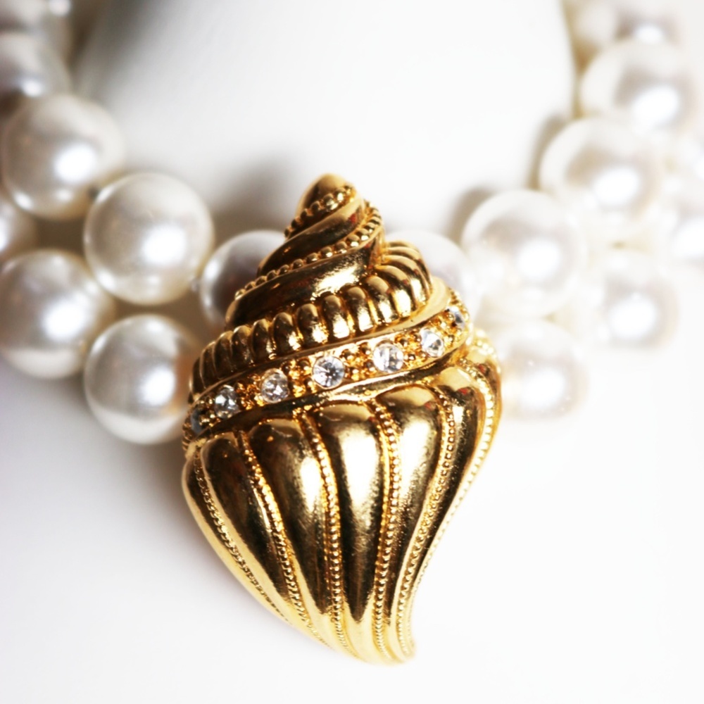 Vintage 1992 Kenneth Jay Lane Seashell Scarf Slide - image 7